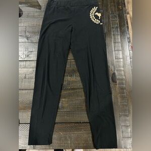 PINK Victoria's Secret Black Leggings with Subtle Gold Detail